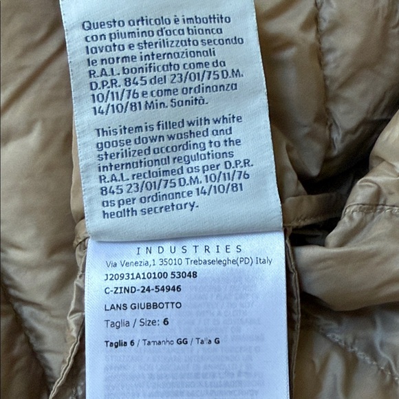 Moncler Lans Longue‎ Saison Down Jacket 100% Authentic Beige Size 6 Gently Used - Picture 7 of 8